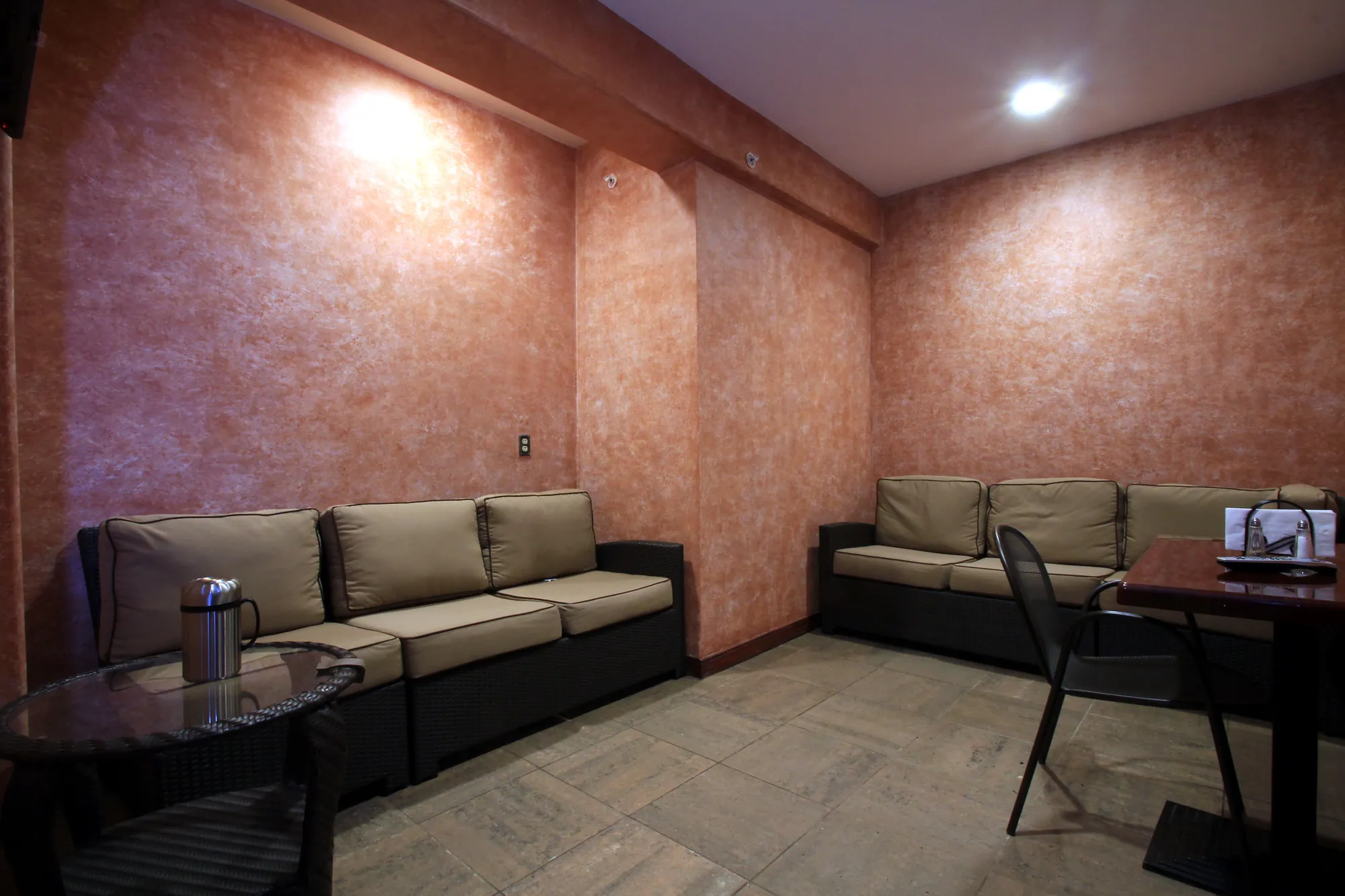 The private room's couches.
